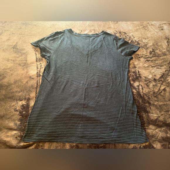 Mossimo V Neck Stripped Green Blue Black Short Sleeve Shirt Size XL - Picture 1 of 6